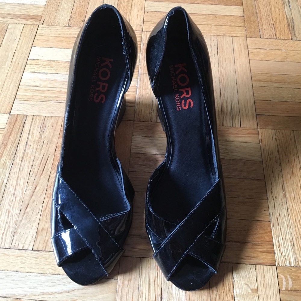 Black Patent Leather Michael Kors wedges